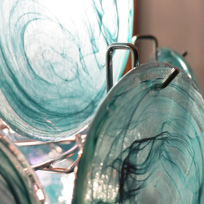 Vintage Murano Blue Glass Disks Chandelier