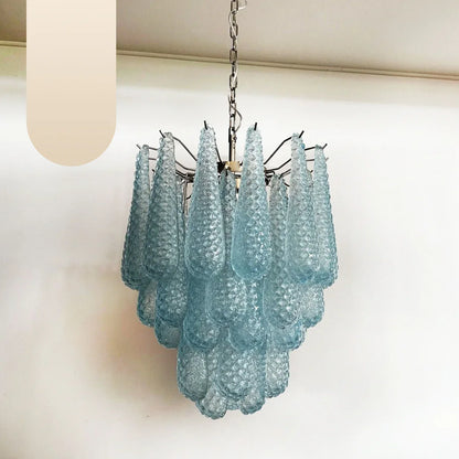 Vintage Murano Blue Glass Petals Chandelier