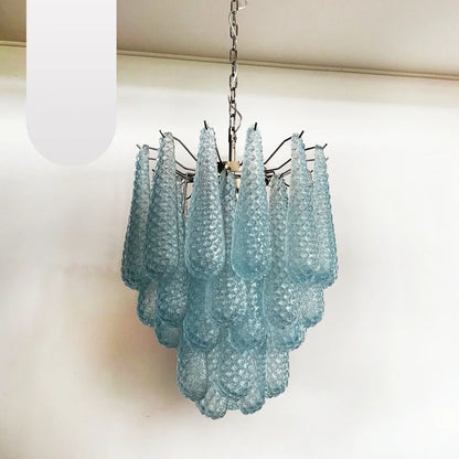 Vintage Murano Blue Glass Petals Chandelier