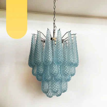 Vintage Murano Blue Glass Petals Chandelier