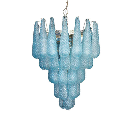 Vintage Murano Blue Petals Drop Glass Chandelier