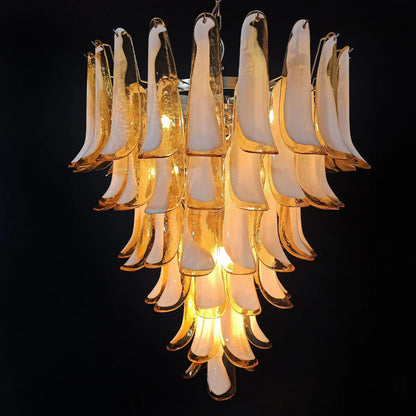 Vintage Murano Caramel Glass Petals Chandelier