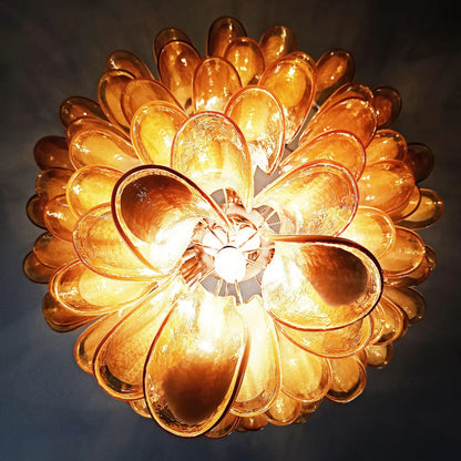 Vintage Murano Caramel Glass Petals Chandelier