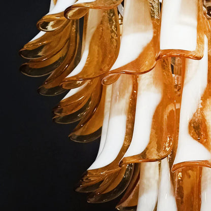 Vintage Murano Caramel Glass Petals Chandelier