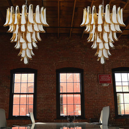 Vintage Murano Caramel Glass Petals Chandelier