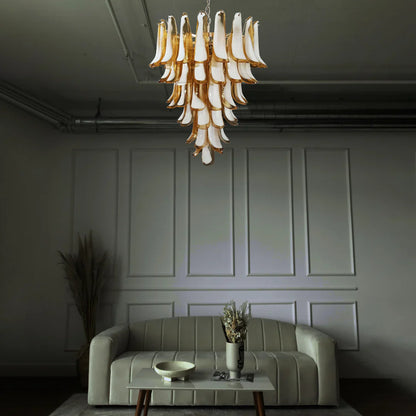 Vintage Murano Caramel Glass Petals Chandelier