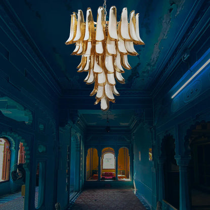 Vintage Murano Caramel Glass Petals Chandelier