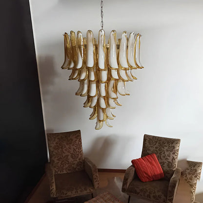 Vintage Murano Caramel Glass Petals Chandelier