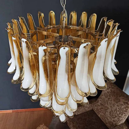 Vintage Murano Caramel Glass Petals Chandelier