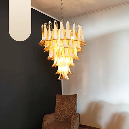 Vintage Murano Caramel Glass Petals Chandelier