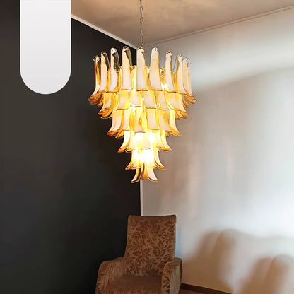 Vintage Murano Caramel Glass Petals Chandelier