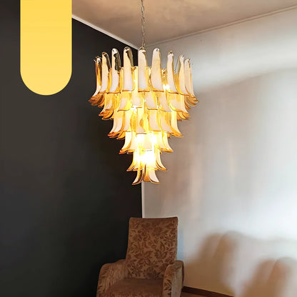 Vintage Murano Caramel Glass Petals Chandelier
