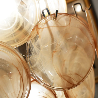 Vintage Murano Gold Glass Disks Chandelier