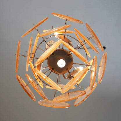 Vintage Murano Gold Glass Disks Chandelier