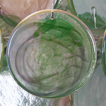 Vintage Murano Green Glass Disks Chandelier