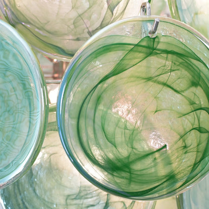 Vintage Murano Green Glass Disks Chandelier