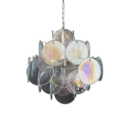 Vintage Murano Iridescent Disks Chandelier