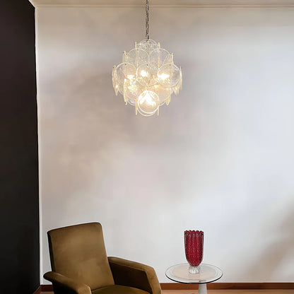 Vintage Murano Iridescent Disks Chandelier