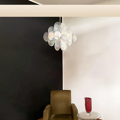 Vintage Murano Iridescent Disks Chandelier