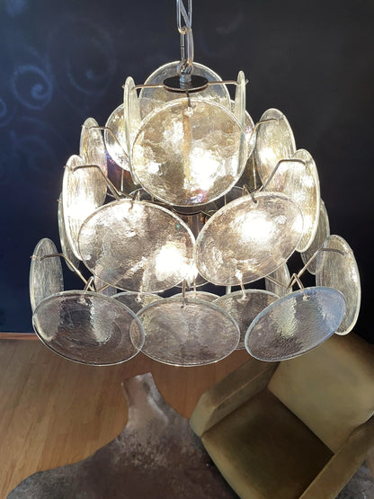 Vintage Murano Iridescent Disks Chandelier