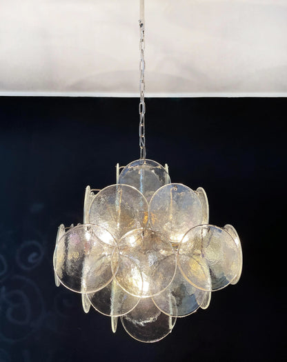 Vintage Murano Iridescent Disks Chandelier