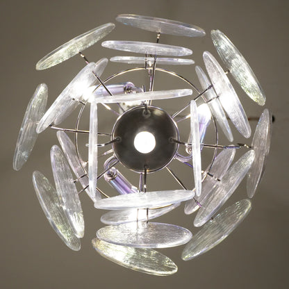 Vintage Murano Iridescent Glass Disks Chandelier