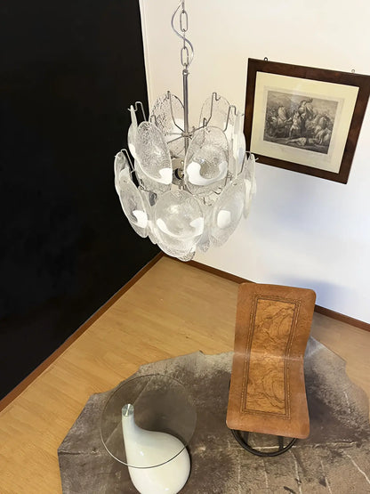 Vintage Murano Lattimo Glass White Chandelier