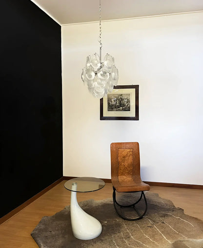 Vintage Murano Lattimo Glass White Chandelier