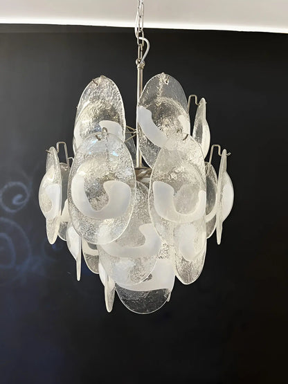 Vintage Murano Lattimo Glass White Chandelier