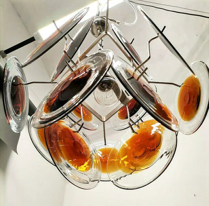Vintage Murano Orange Brown Chandelier