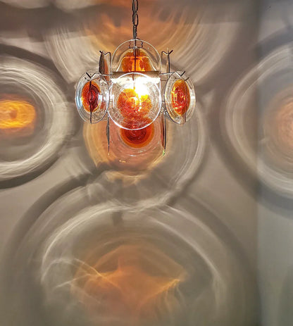 Vintage Murano Orange Brown Chandelier