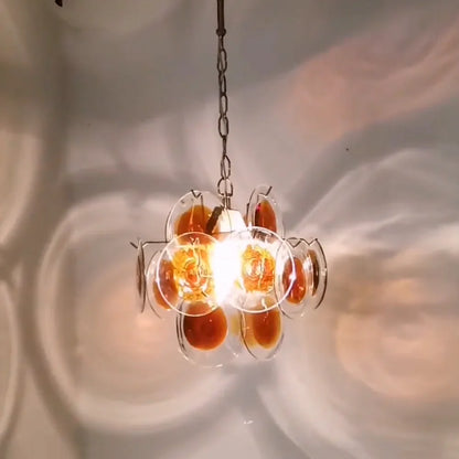 Vintage Murano Orange Brown Chandelier