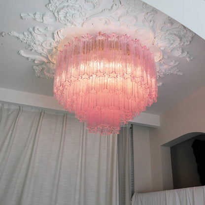 Vintage Murano Pink Glass Ceiling Light