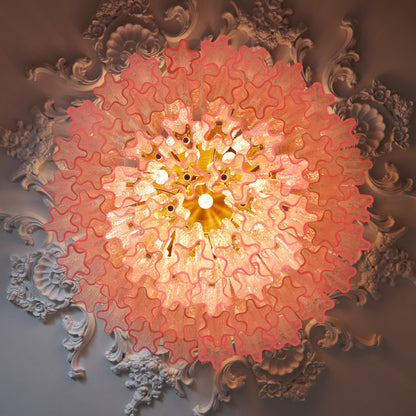 Vintage Murano Pink Glass Ceiling Light