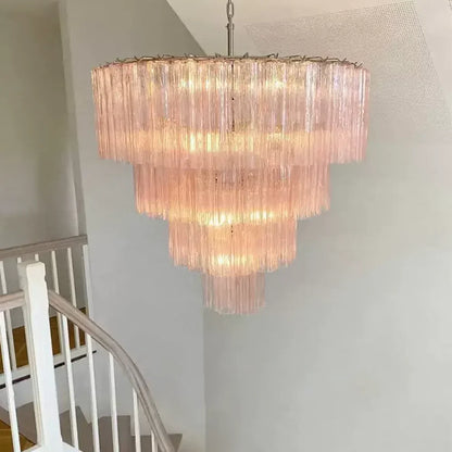 Vintage Murano Pink Glass Chandelier