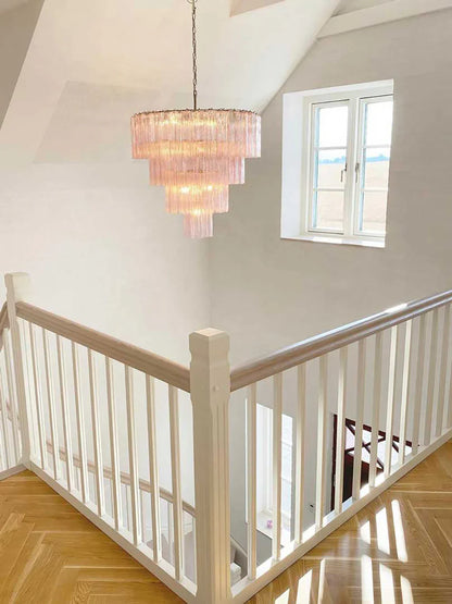 Vintage Murano Pink Glass Chandelier