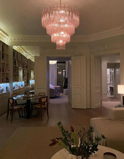 Vintage Murano Pink Glass Chandelier