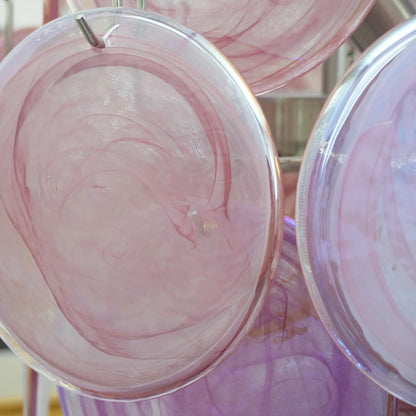 Vintage Murano Pink Glass Disks Chandelier