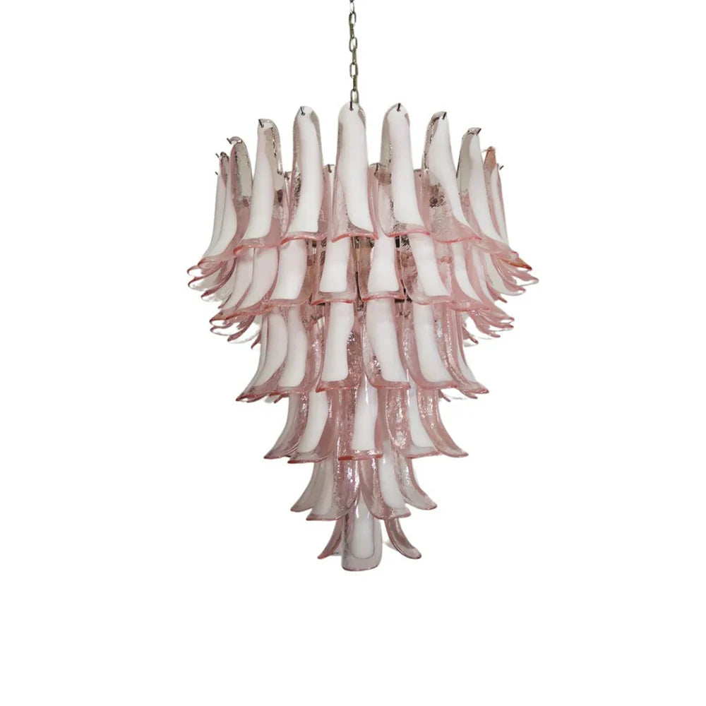 Vintage Murano Pink Glass Petals Chandelier