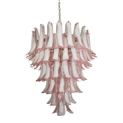 Vintage Murano Pink Glass Petals Chandelier