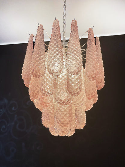 Vintage Murano Pink Glass Petals Chandelier