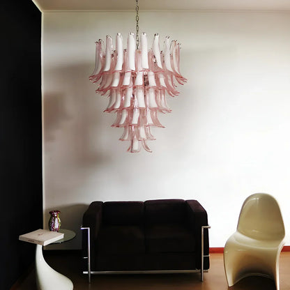 Vintage Murano Pink Glass Petals Chandelier