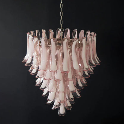 Vintage Murano Pink Glass Petals Chandelier
