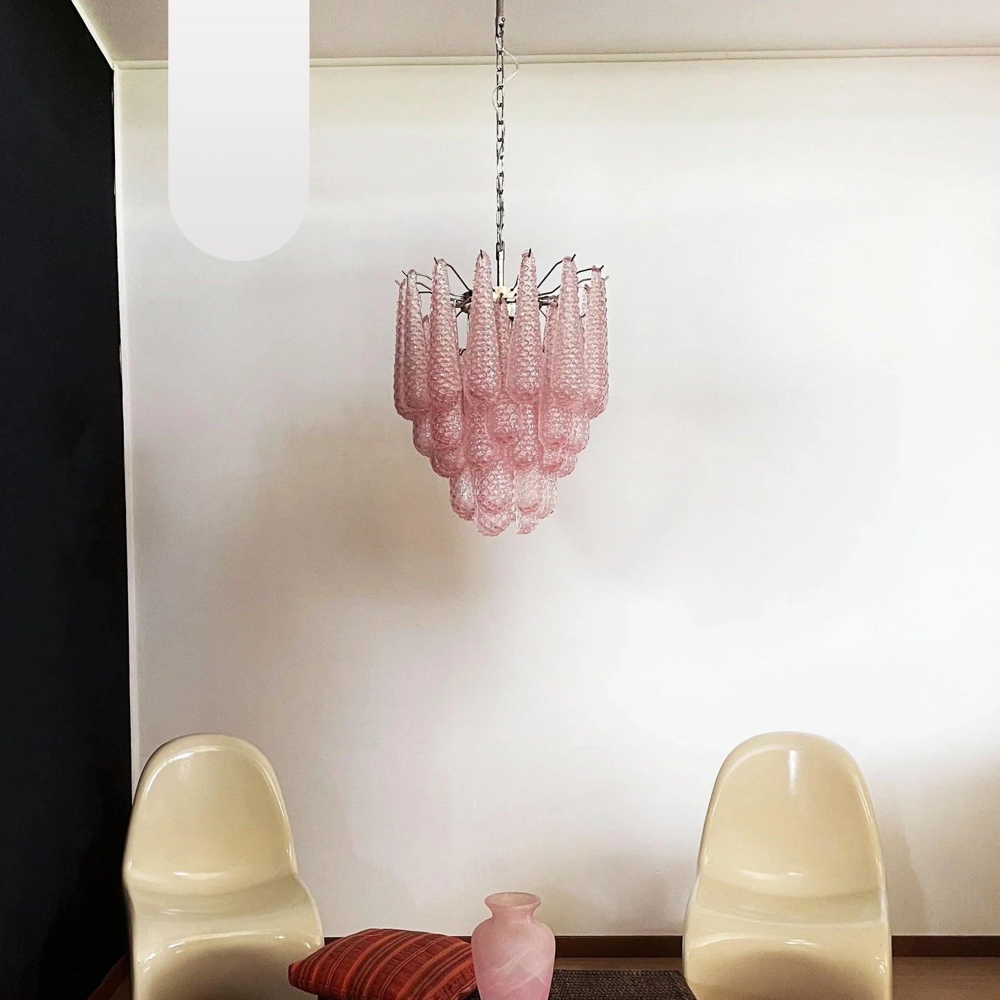 Vintage Murano Pink Glass Petals Chandelier