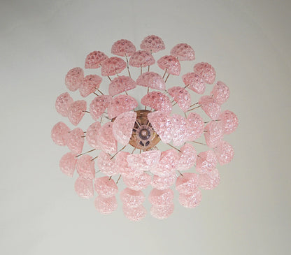 Vintage Murano Pink Petals Drop Glass Chandelier