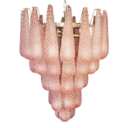 Vintage Murano Pink Petals Drop Glass Chandelier