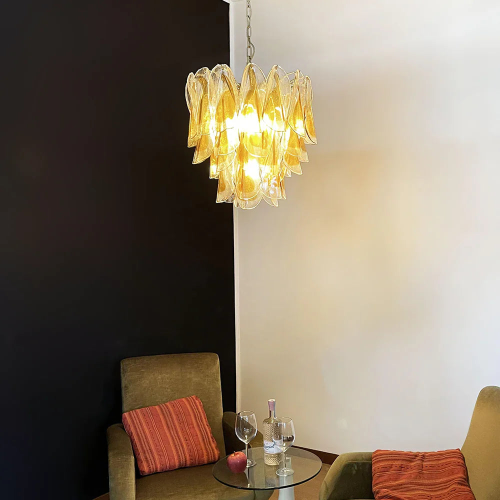 Vintage Murano Swallows Amber Glass Chandelier