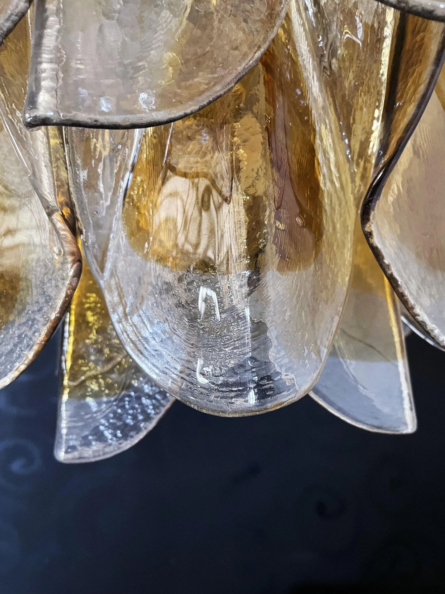 Vintage Murano Swallows Amber Glass Chandelier