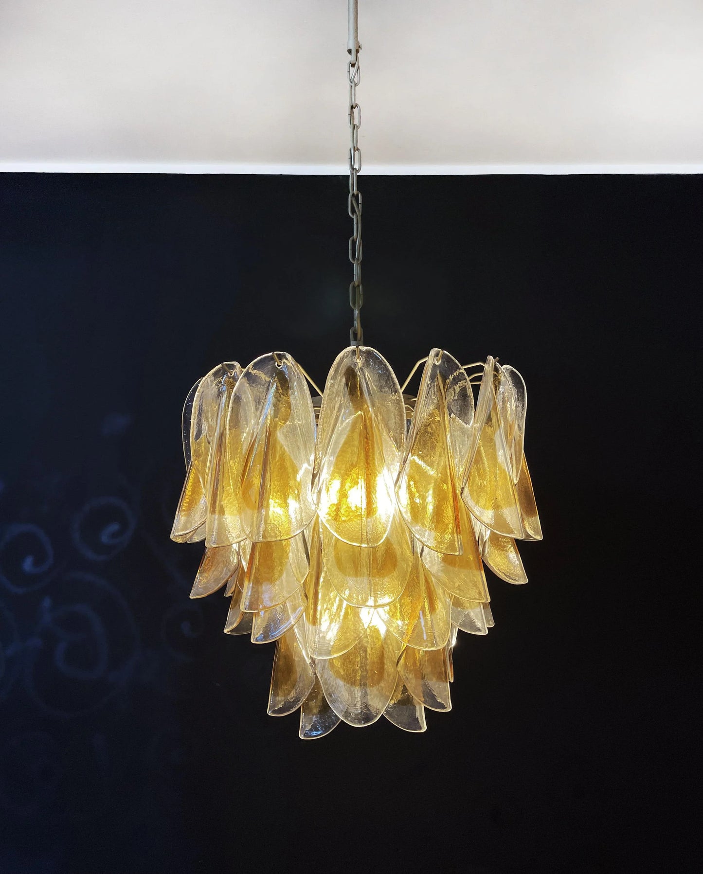 Vintage Murano Swallows Amber Glass Chandelier
