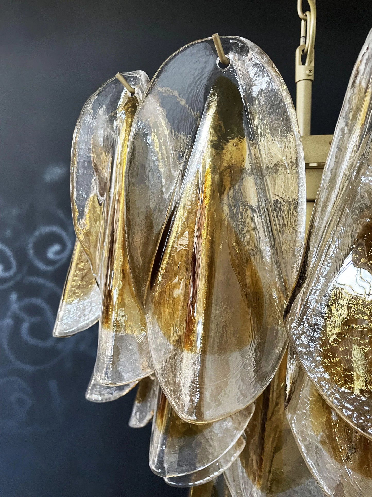 Vintage Murano Swallows Amber Glass Chandelier